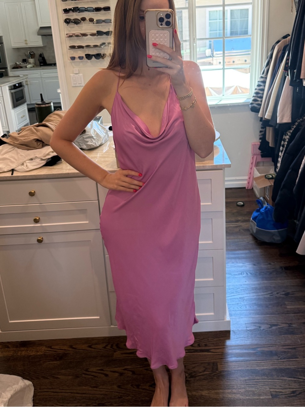 Zara Pink Slip Dress Cowl Neck